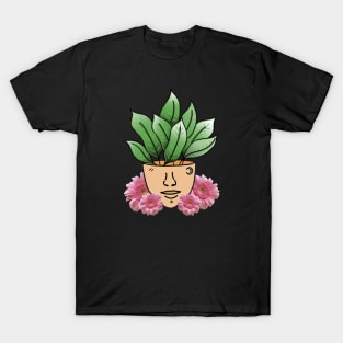 Dumb Cane Tropical House Plant with Pink Gerber Daisys T-Shirt